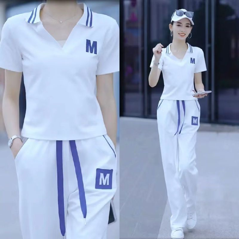 網紅炸街運動套裝女夏季新款時髦洋氣休閒服寬鬆顯瘦闊腿褲兩件套