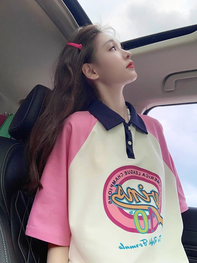 純棉250克珠地polo領T恤女裝短袖夏季寬鬆上衣潮牌中長款