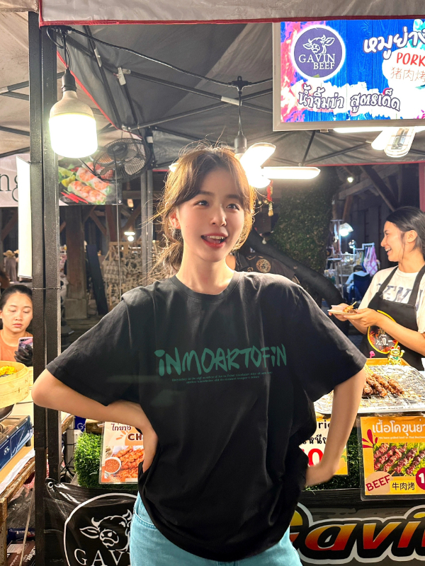 黑色純棉印花半袖寬鬆oversize短袖t恤女夏季2024新款中長款上衣