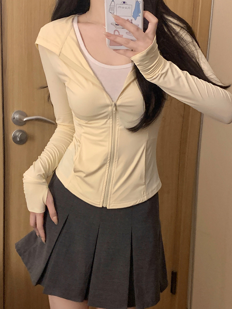 質量原版面料 冰絲防曬衣女夏季上衣修身瑜伽服薄外套開衫