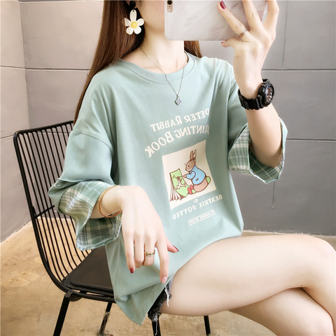 首發實拍6535棉包領好質量閨蜜裝排球服假兩件短袖T恤女