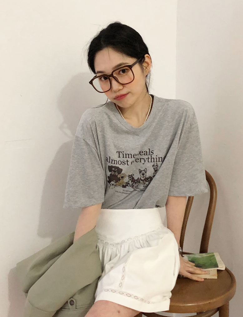 ins puppy print short sleeve T-shirt