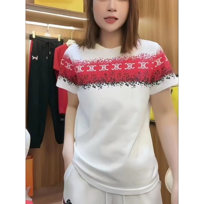 潮牌印花短袖T恤女2024夏裝新款時尚潮流寬鬆設計感內搭正肩上衣