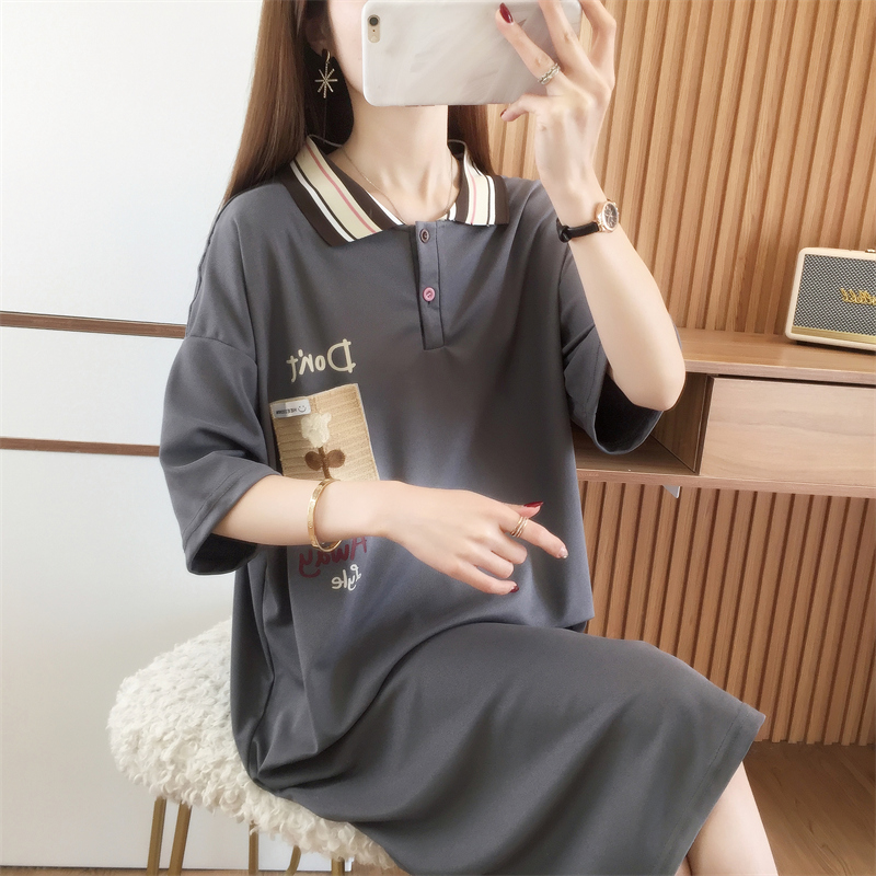 2024實拍夏季新款學院風短袖T恤女大碼女裝上衣連衣裙
