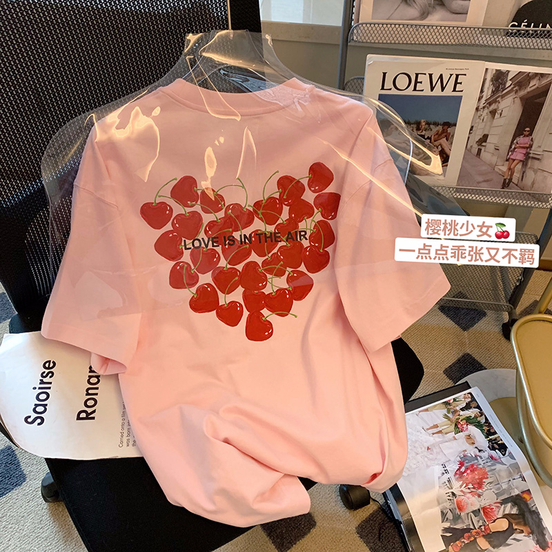 官圖220克/精梳純棉後包領有縫邊S-XXXL夏裝短袖T恤女