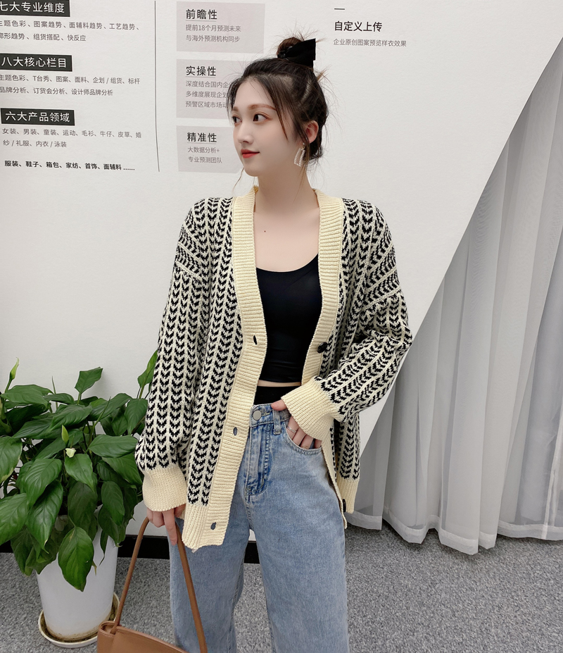 秋季韓版新款修身顯瘦單排扣長袖小外套網紅傳輸箭頭針織開衫女