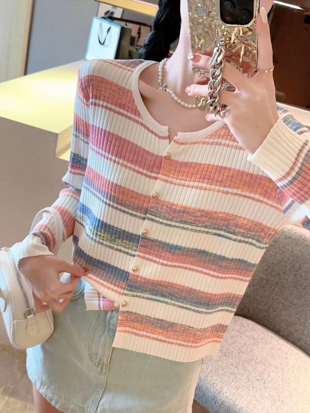 春秋季新款長袖針織衫女裝短款小眾慵懶打底毛衣