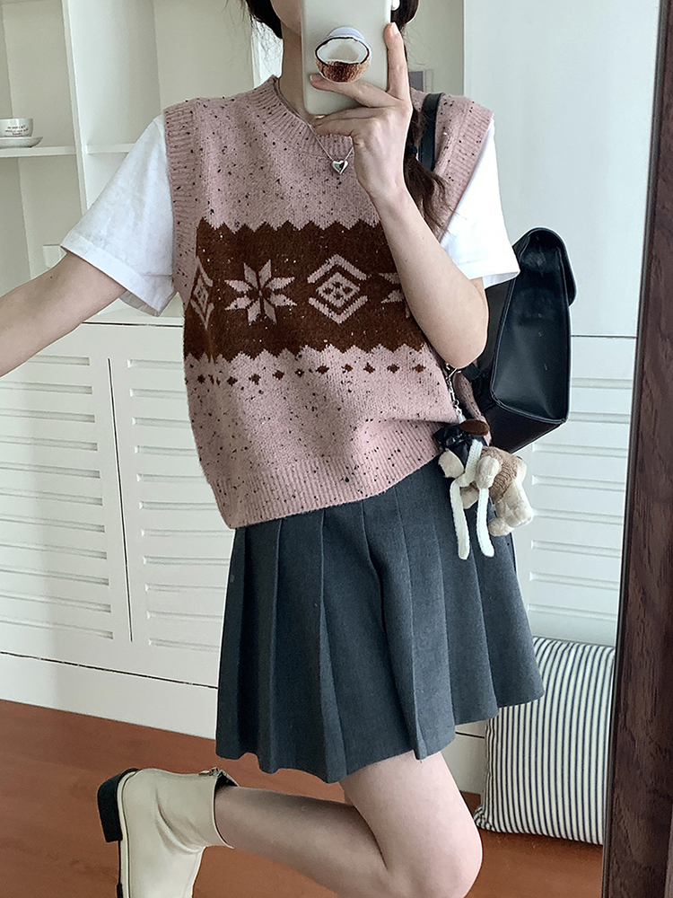 2024夏季新款韓系復古提花拼接假兩件短袖上衣女