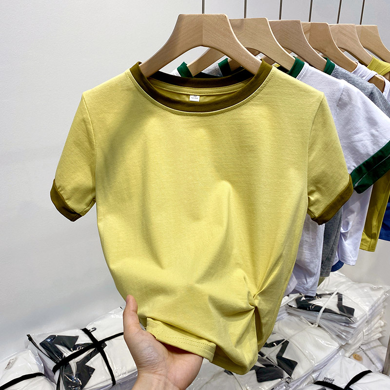 2024新款設計感小眾不規則獨特别致上衣服短款正肩短袖t恤女春季