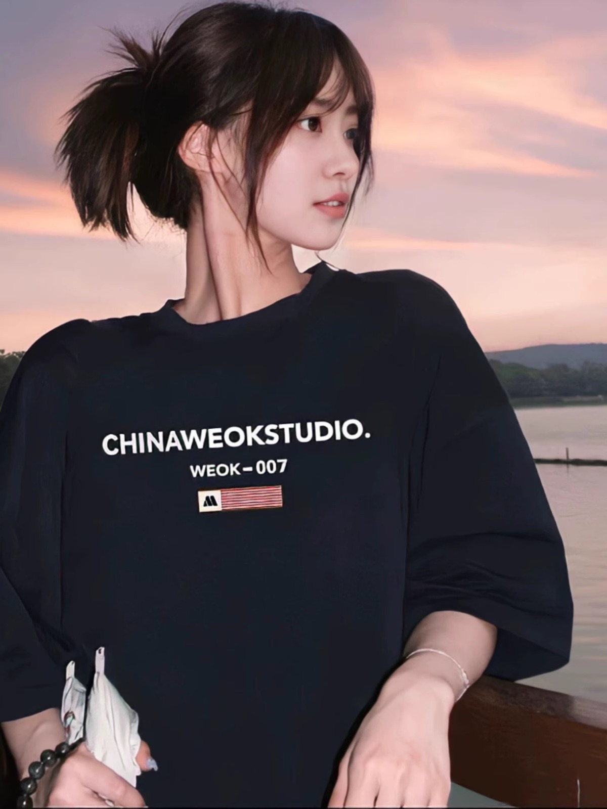 Y23773#官圖220克/精梳純棉後包領有縫邊S-XXXL夏裝短袖T恤女