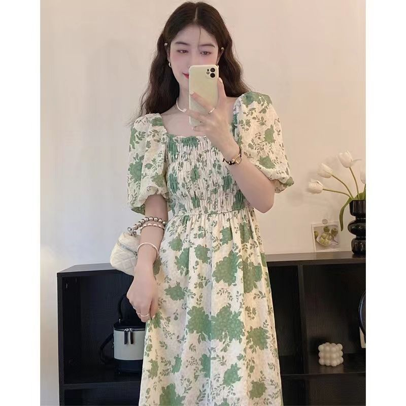 外貿女裝2024夏季新款雪紡V領蝴蝶結系帶裙子顯瘦裙仙女連衣裙