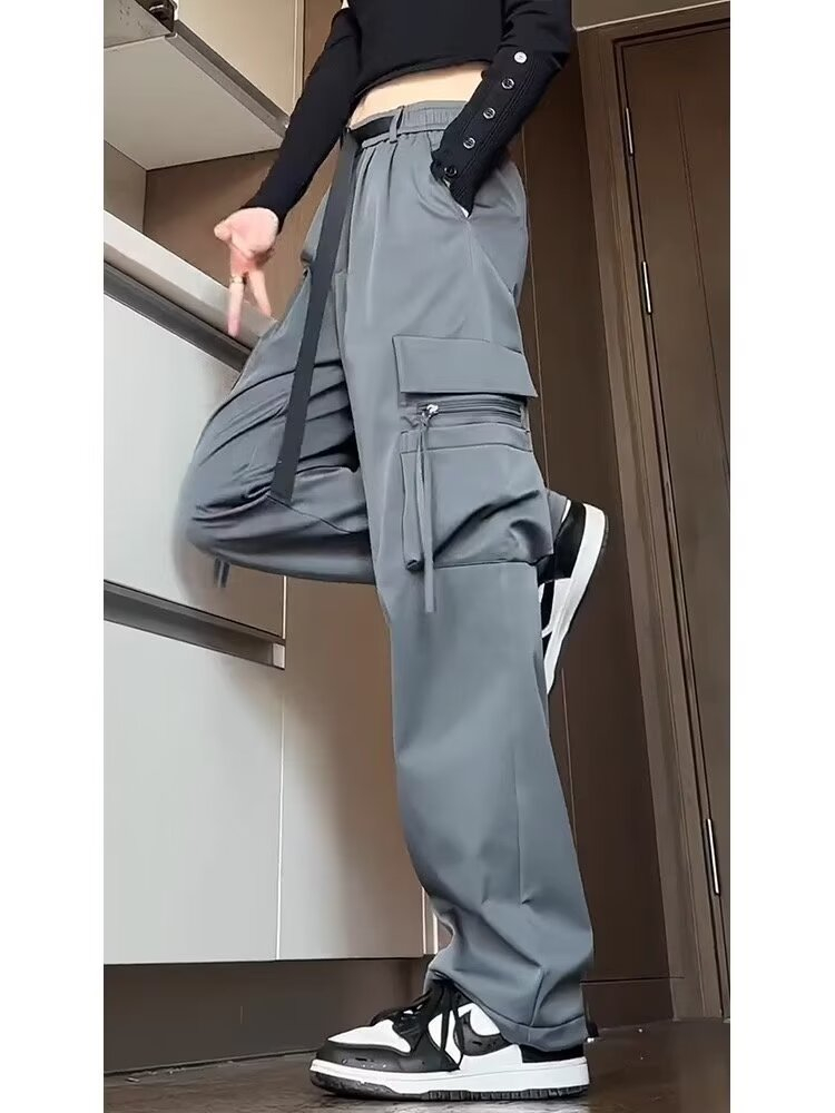 戶外三防機能衝鋒褲女2024年春季新款美式大碼寬鬆休閒直筒褲子潮