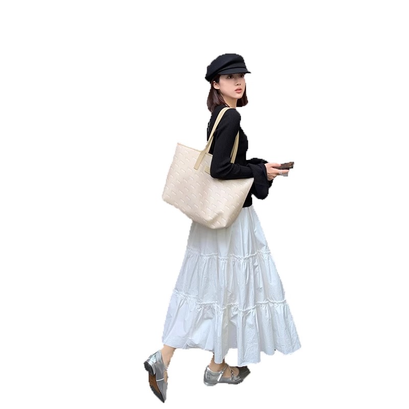 夏季2024新款白色半身裙女裙子小個子長款a字裙蛋糕裙女半身長裙