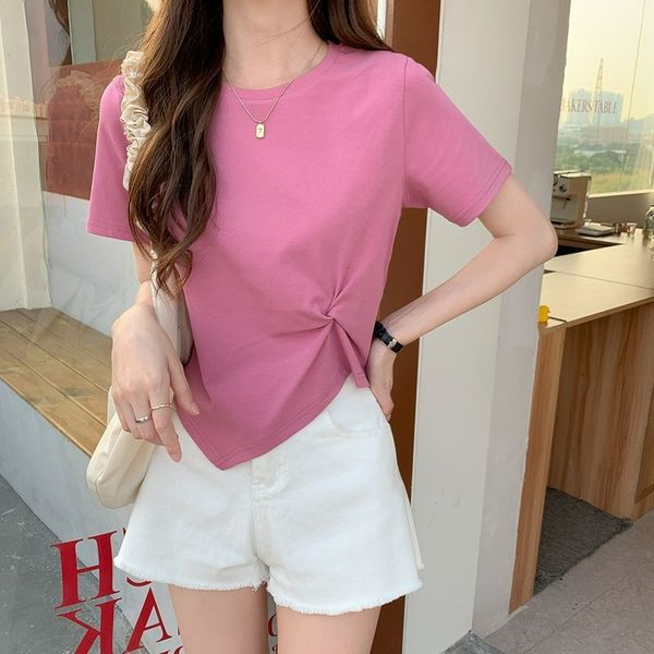 不規則短袖t恤女夏季心機設計感小眾半袖高腰短款上衣