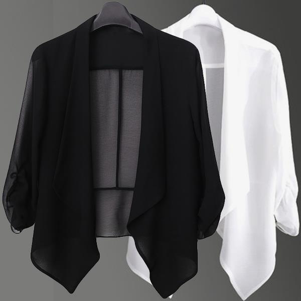 2024 spring and summer new large size chiffon cardigan thin short coat summer shawl sun protection clothing for women with skirt