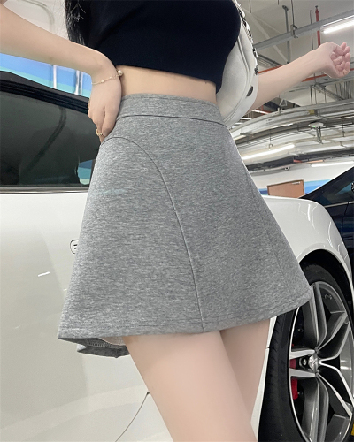 Real shot of new summer loose casual slimming A-line versatile short skirt for women