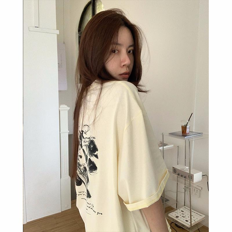官圖220克/精梳純棉後包領有縫邊S-XXXL夏裝短袖T恤女