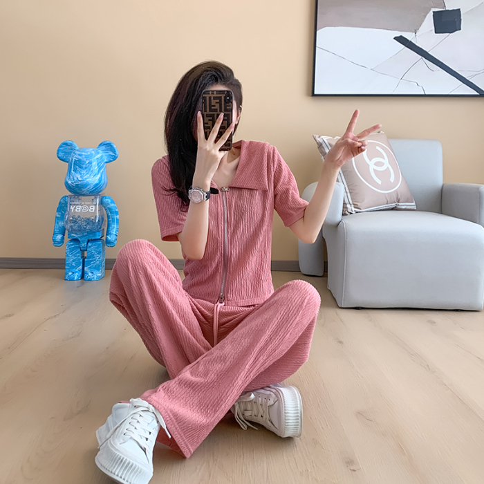 實拍大碼女裝設計感鹽系穿搭氣質名媛輕熟御姐風休閒時尚兩件套