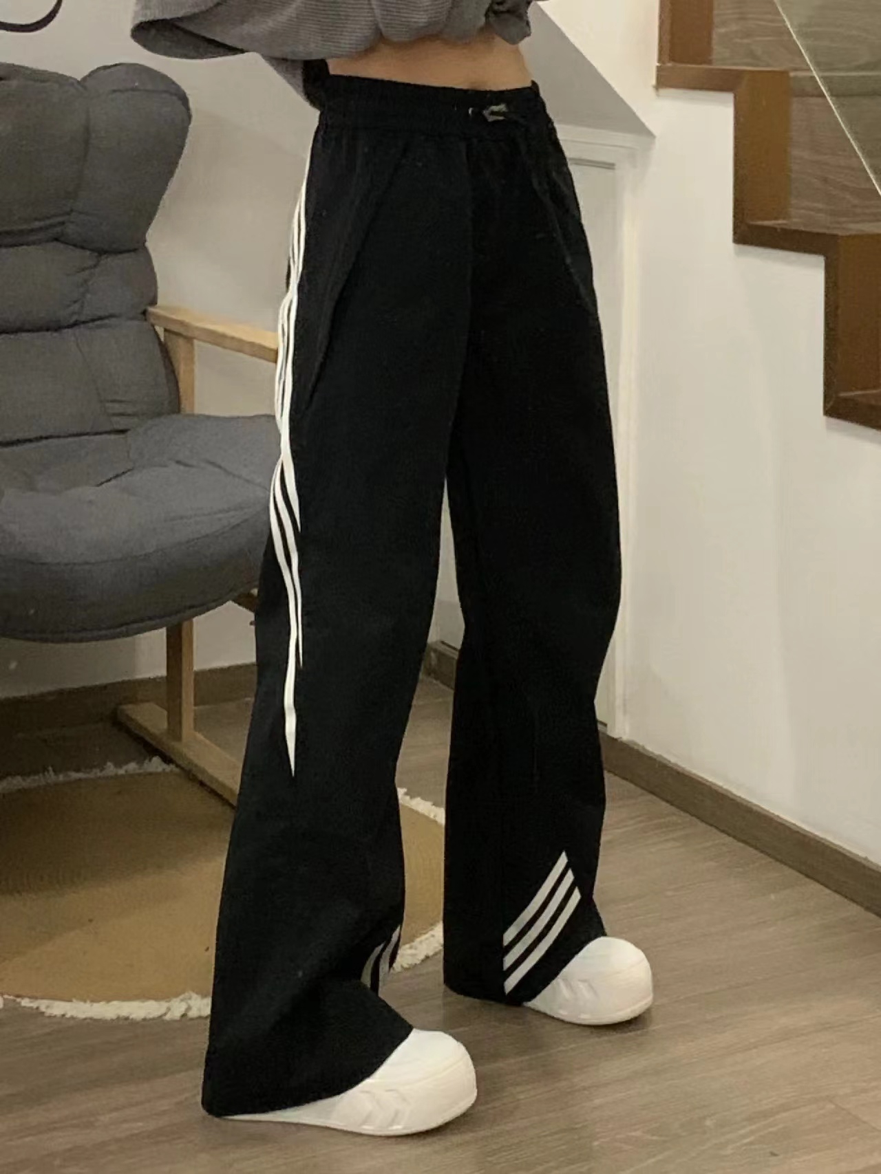 立體腰頭 原版面料做法 衝鋒衣面料美式條紋褲子女