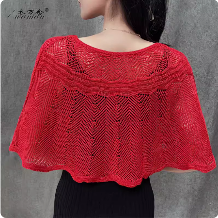 Autumn and summer hollow pullover knitted women's outer skirt cheongsam versatile shawl sun protection air-conditioned room cervical vertebra protection blouse