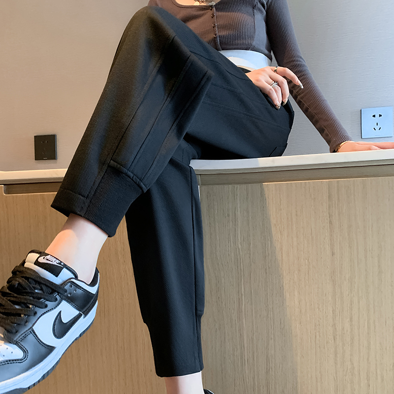 Real shot 2024 new summer European velvet sweatpants women's high waist casual pants lantern sweatpants