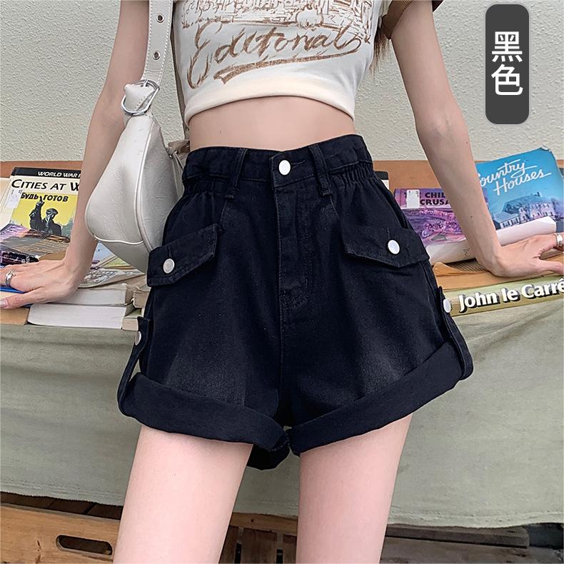 美式復古牛仔高腰短褲女夏季新款辣妹寬鬆顯瘦闊腿a字熱褲潮