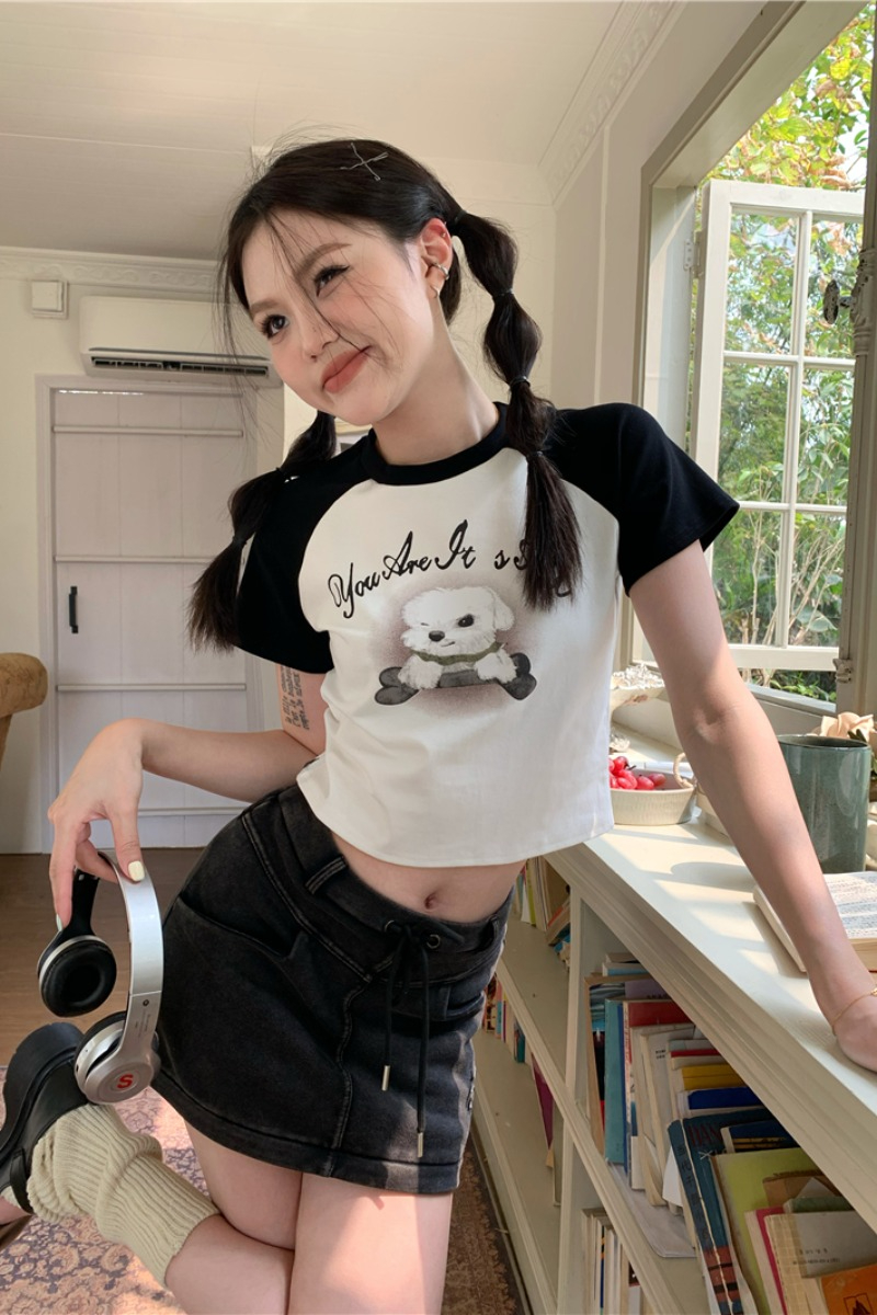純欲獨特别致chic港味甜辣妹短款上衣設計感小眾短袖t恤女夏