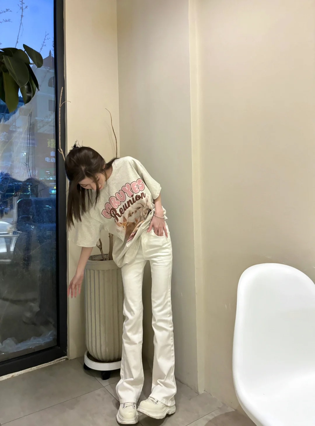 春夏新款可愛動物兔子國潮牌男女情侶T恤寬鬆短袖