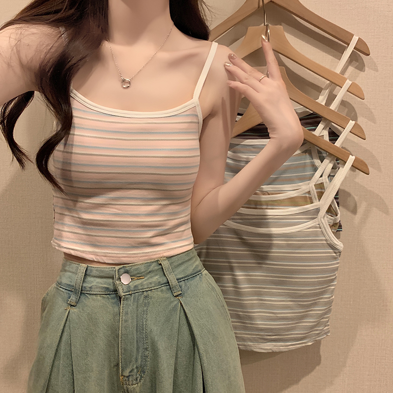 實拍 夏季短款辣妹美式復古印花性感修身上衣女