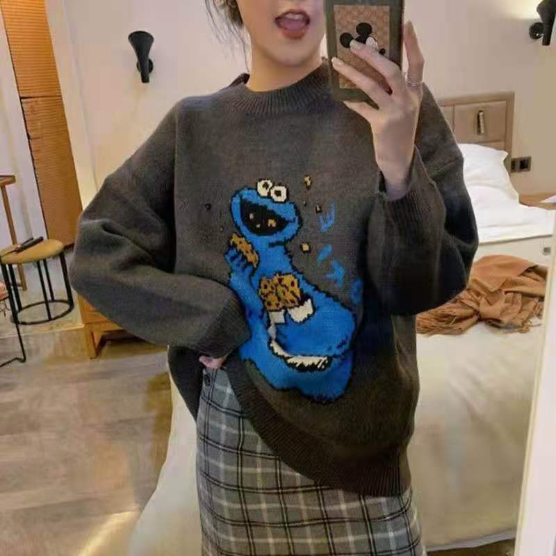 小宜定製聯名毛衣女寬鬆外穿套頭秋冬2024新款慵懶風針織衫