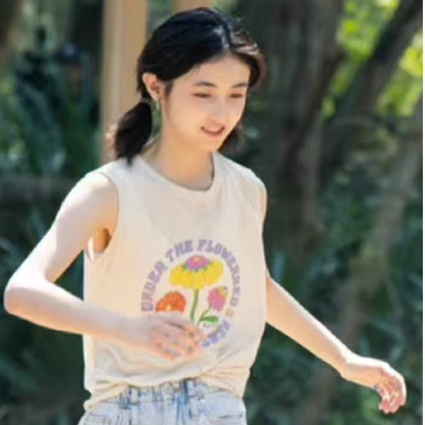260隨心裁嚮往的生活同款寬鬆印花背心無袖T恤上衣