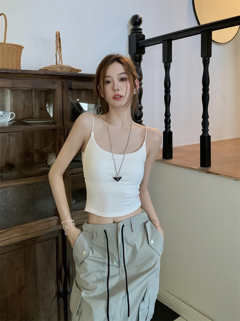 實拍2024夏季新款吊帶小背心女內搭外穿辣妹美背純色抹胸上衣