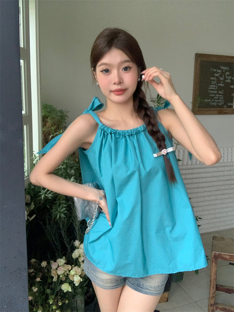 kumikumi2024外穿無袖吊帶背心女夏季甜美百搭寬鬆顯瘦上衣女