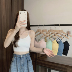 Real shot of spring and summer sexy cross backless beautiful back short small sling outer wear yoga vest women's inner wear