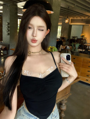 實拍~純欲性感蕾絲拼接假兩件自帶胸墊顯胸收腰顯瘦百搭吊帶