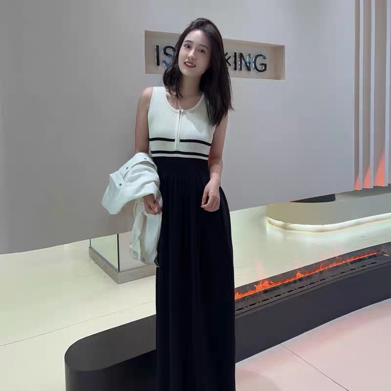 法式拼接連衣裙 小允姐姐2024時尚新款百搭氣質法式拼接連衣裙春