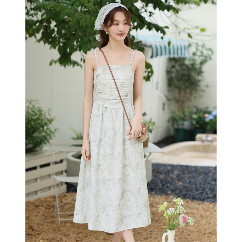 No less than 89 real shot 2024 French gentle temperament fresh floral suspender skirt fairy skirt