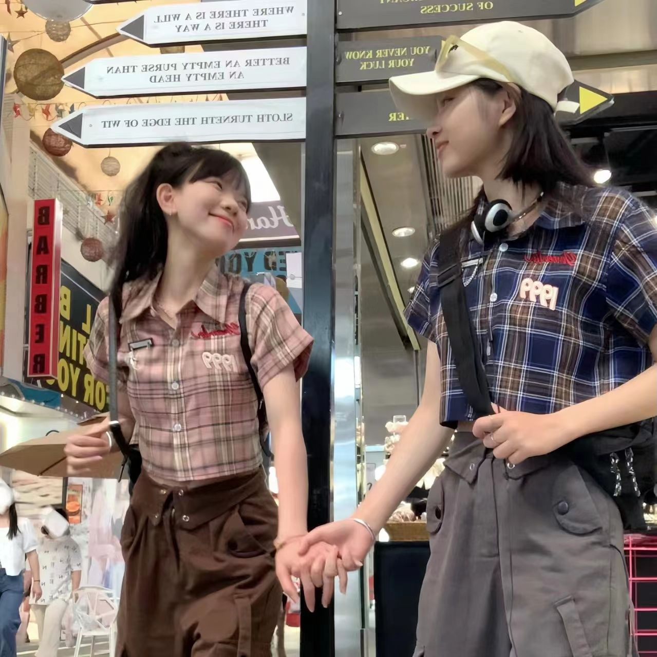 ins夏季美式學院風格子短袖襯衫女夏季2024甜辣風JK純欲短外衣潮