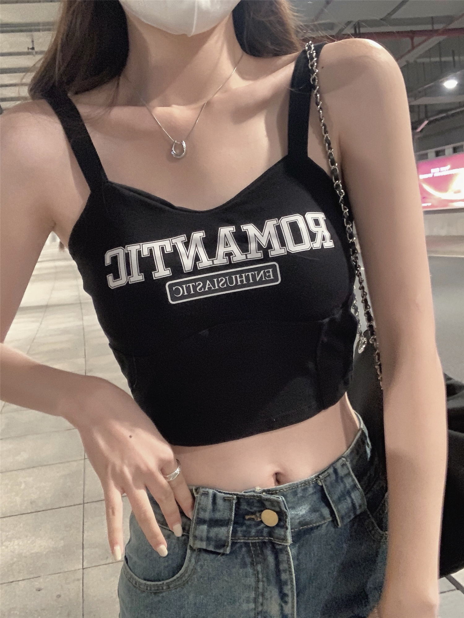 實拍 帶胸墊夏季新款簡約修身內搭美背背心吊帶女
