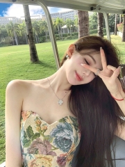 Pure Desire Retro Padded Tube Top Women's Spring Clothes Hot Girls Sexy Backless Top Wear Short Floral Chest Wrapping