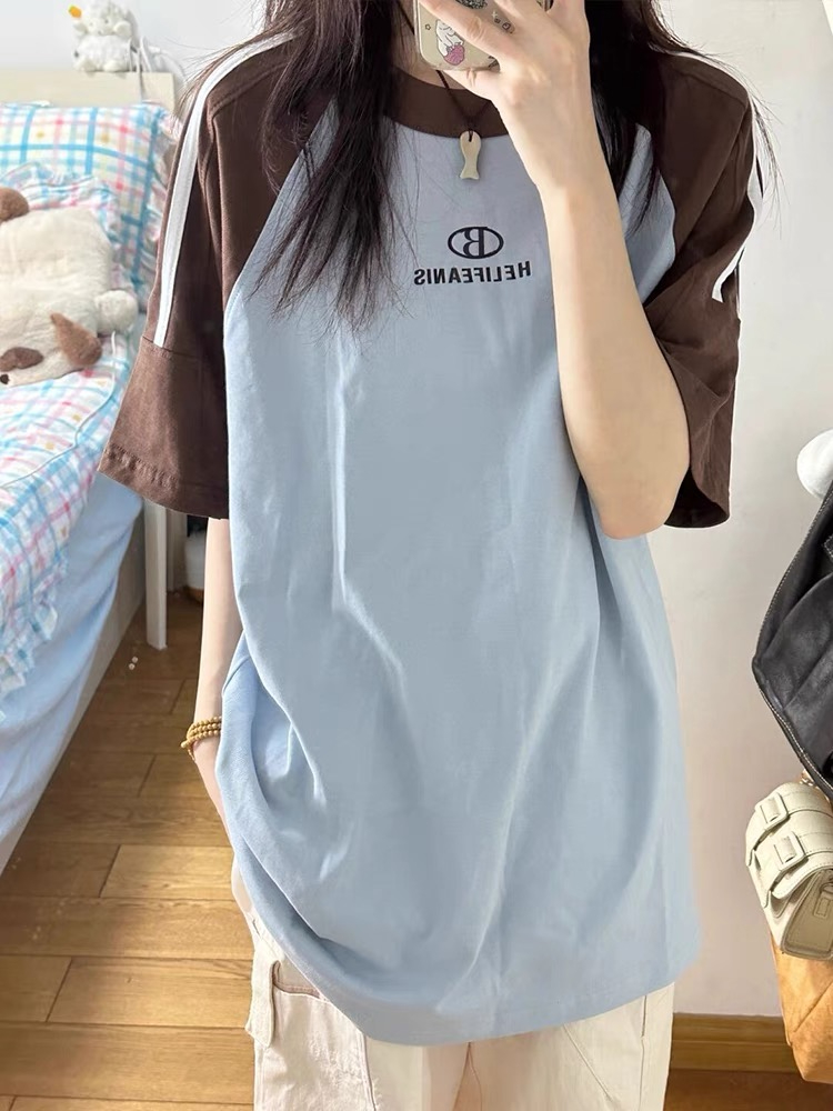 羅紋領口純棉200克精梳緊密賽絡紡短袖t恤女