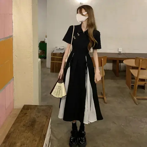 新中式連衣裙女裝夏2024新款別致小眾設計高級感旗袍改良