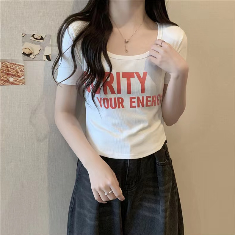 首發實拍純棉羅紋夏季短袖t恤女修身短款半袖辣妹上衣