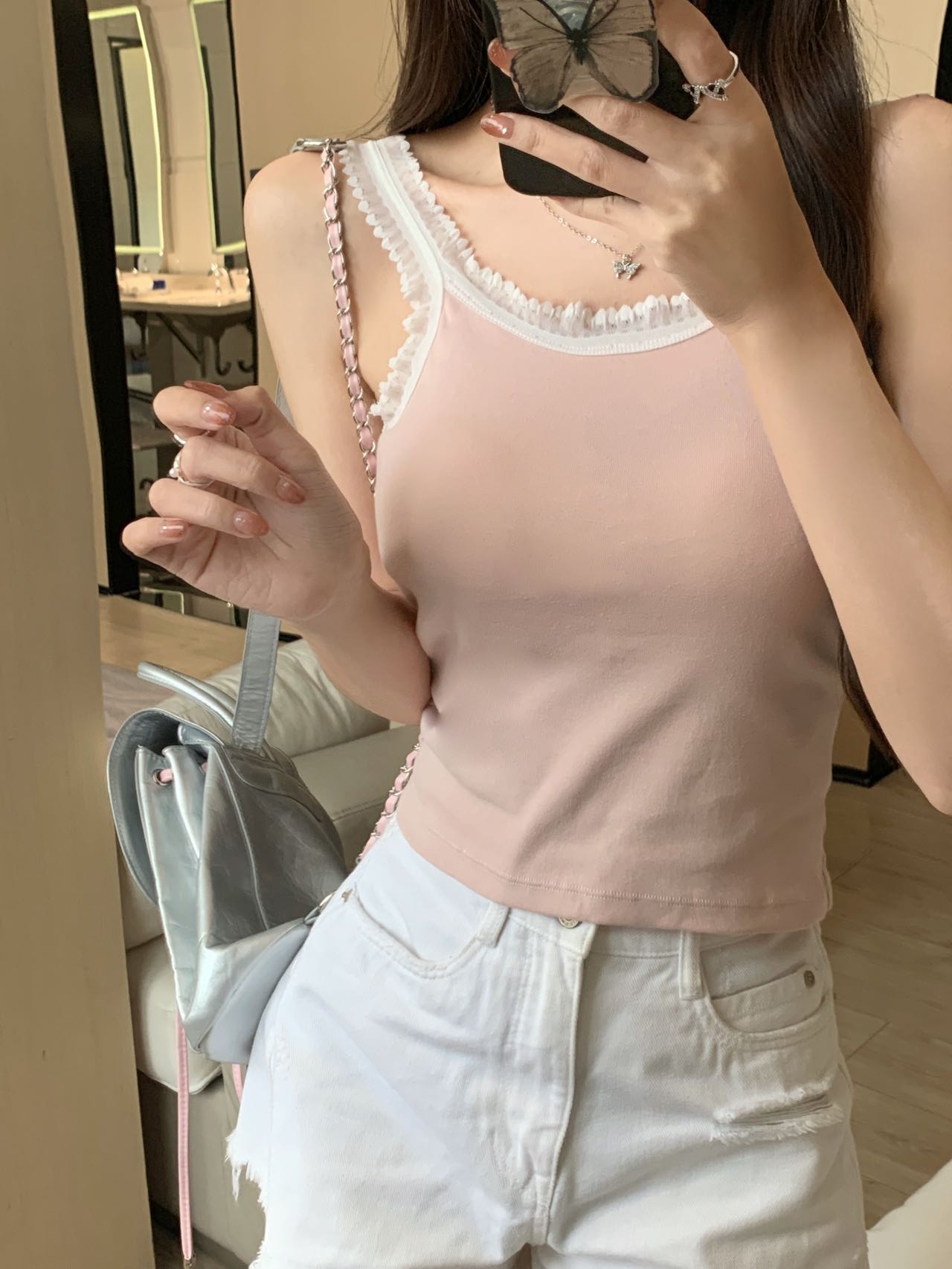 吊帶背心女內搭2024新款春夏蕾絲多巴胺打底美背純欲辣妹外穿上衣