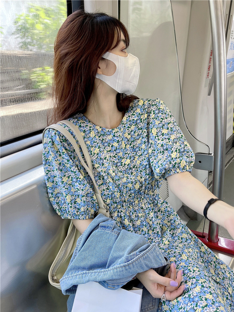 2024夏季新款雪紡碎花大碼連衣裙休閒時尚外套小黑t恤女長裙裝女