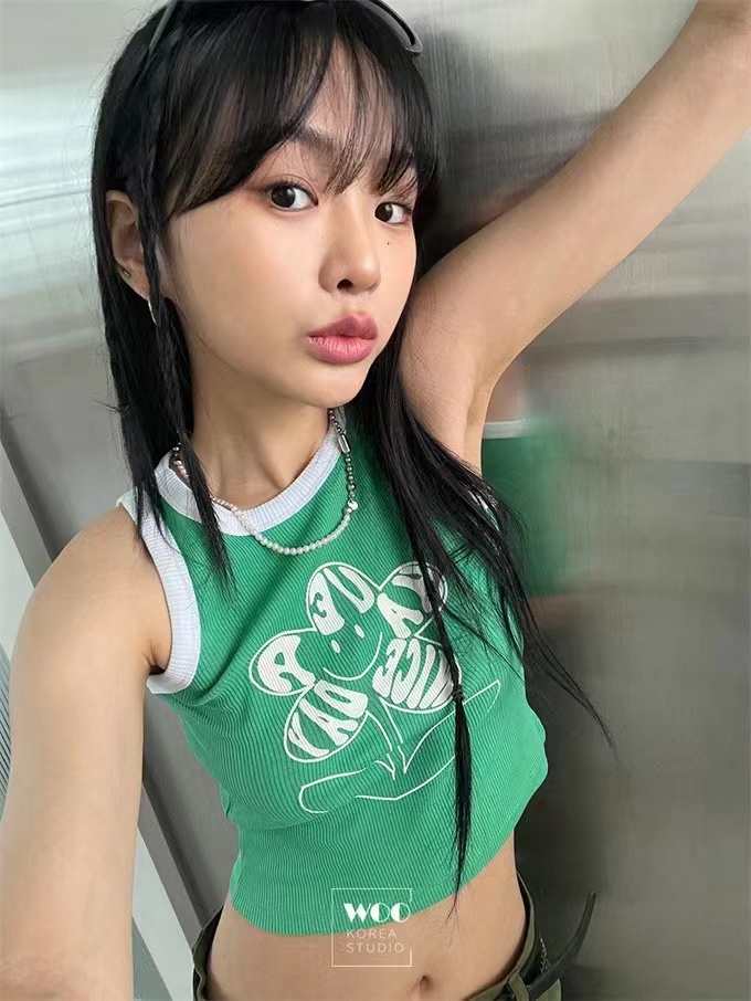 撞色花朵吊帶背心女夏季甜辣修身顯瘦外穿短款內搭上衣潮