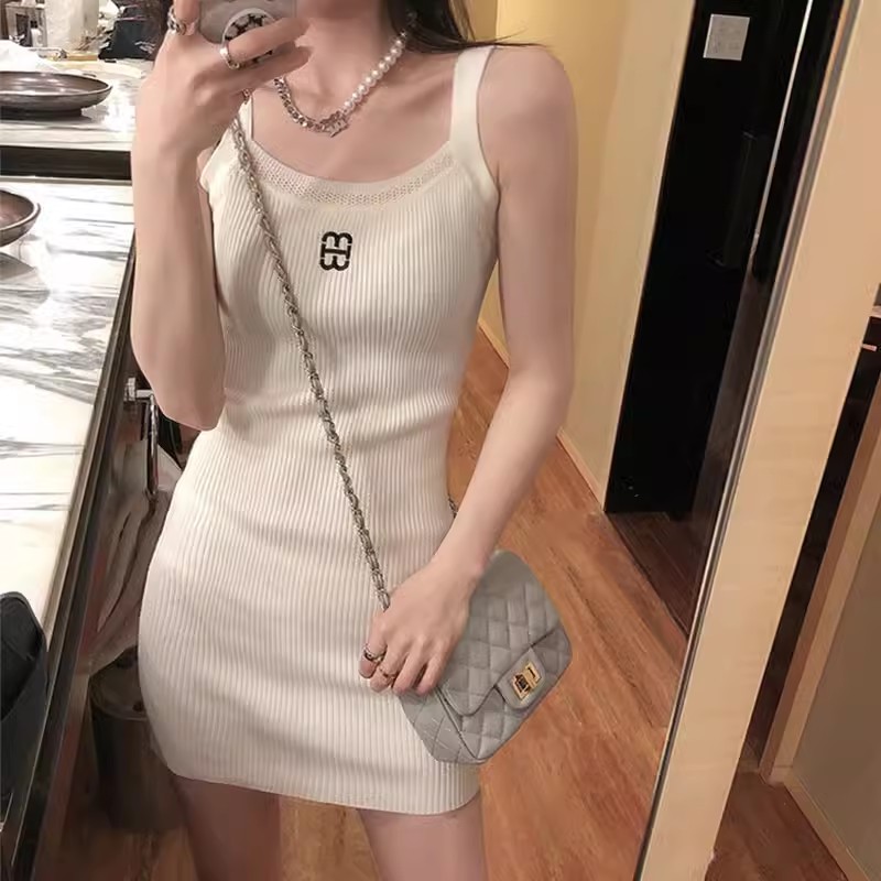 Slim slimming high stretch knitted suspender skirt bottoming versatile dress women's brand discount women's clothing