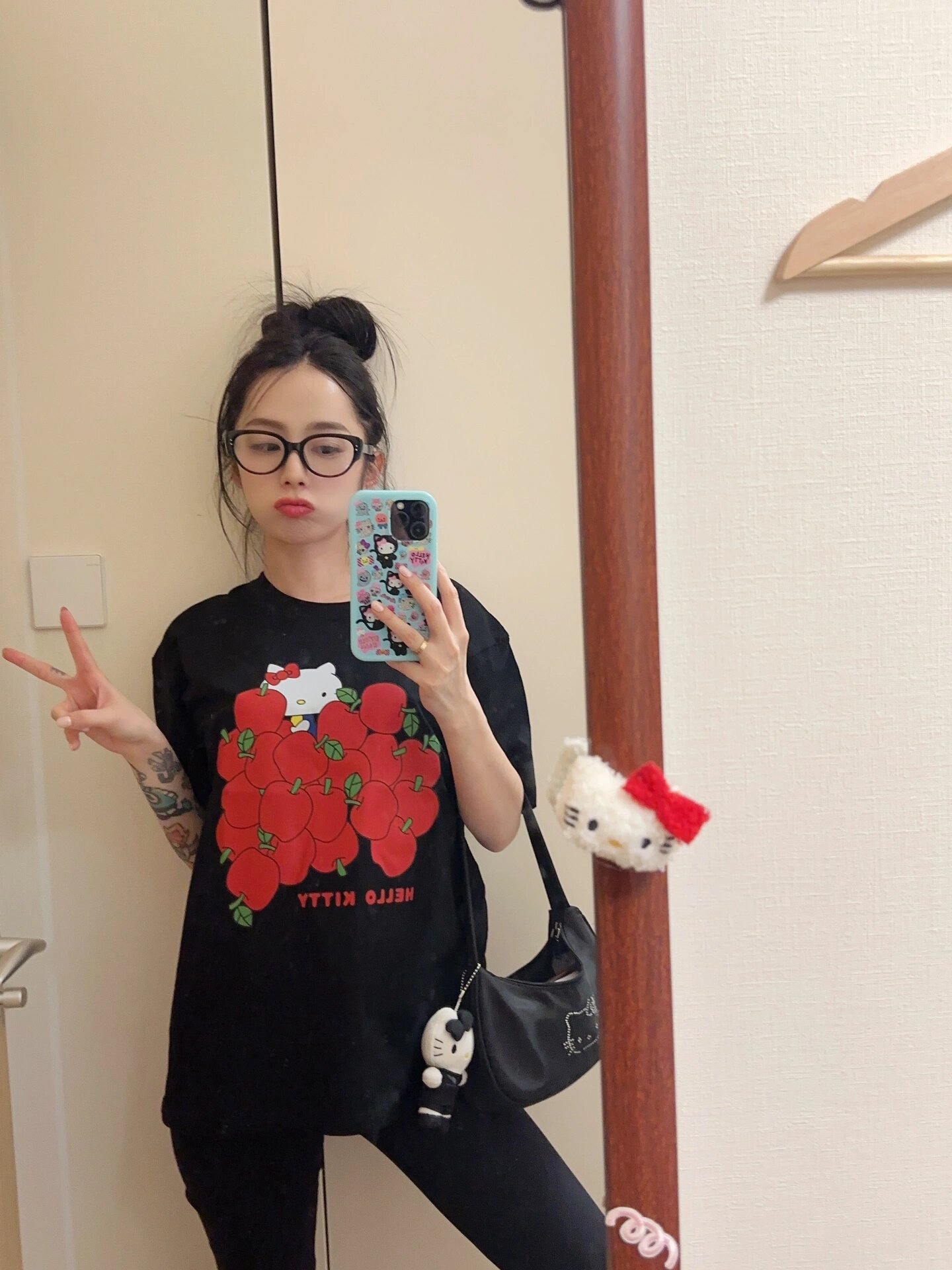凱蒂貓美式復古印花短袖t恤女夏季潮牌寬鬆純棉上衣潮