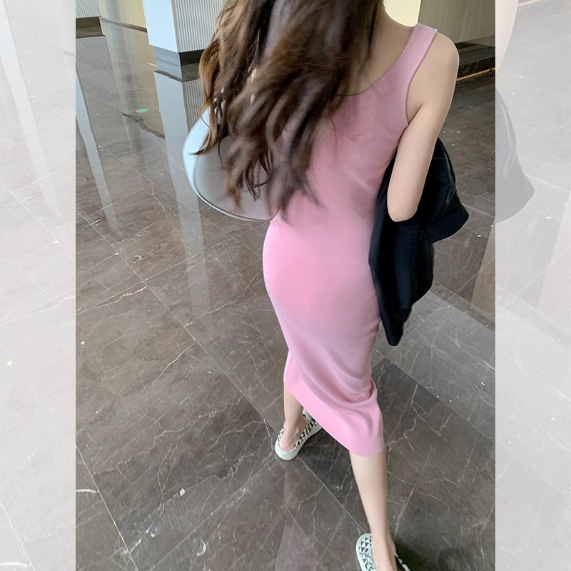 純欲百搭背心針織連衣裙女春夏高級感修身顯瘦無袖長款打底吊帶裙