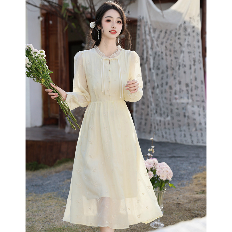 No less than 119 real shot 2024 new Chinese style improved gentle mid-length dress
